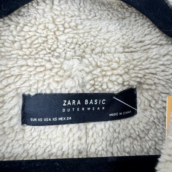 Zara Basic Suede Shearling Moto Jacket in Brown - Picture 3 of 3
